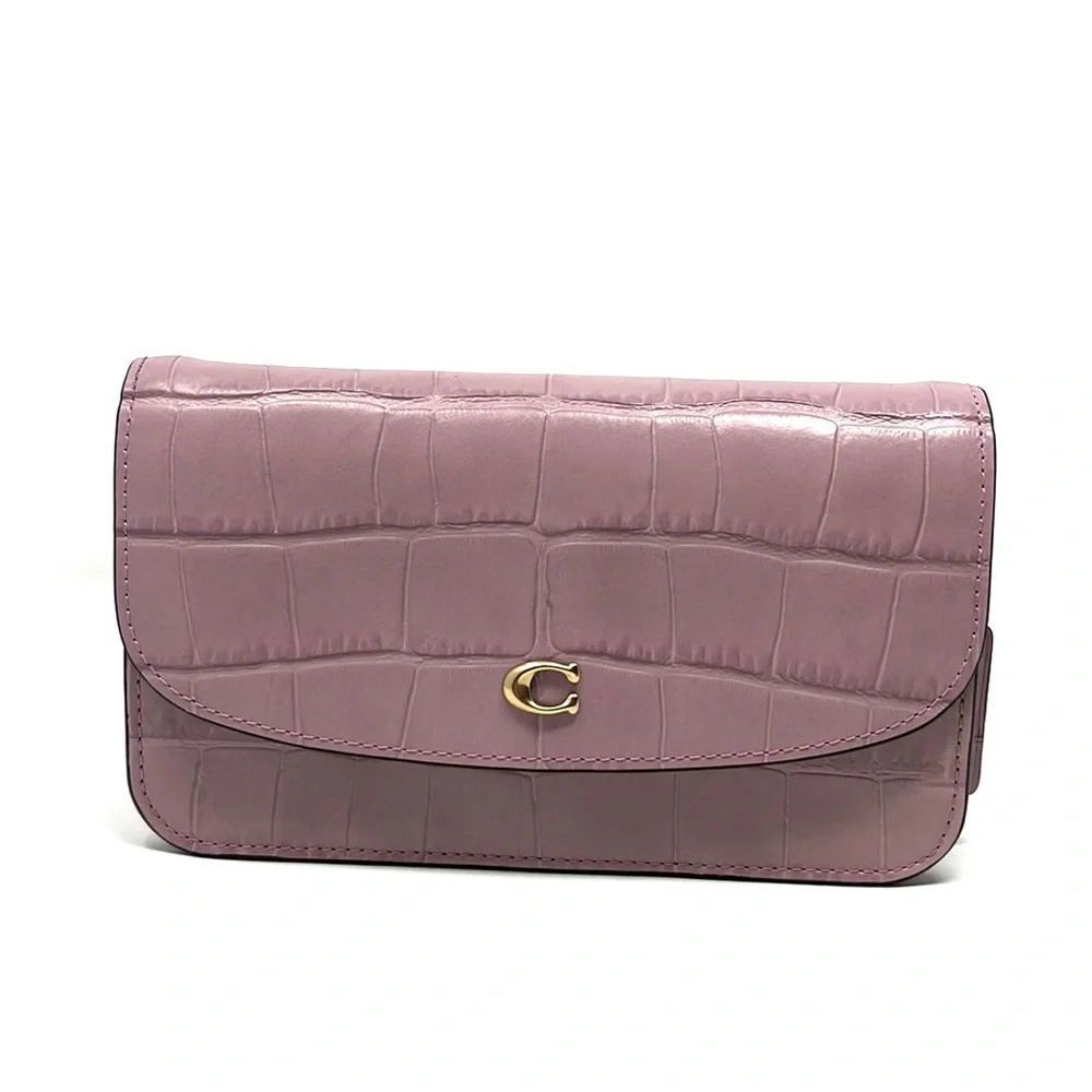 Coach Lilac Croc-Embossed Leather Crossbody Bag